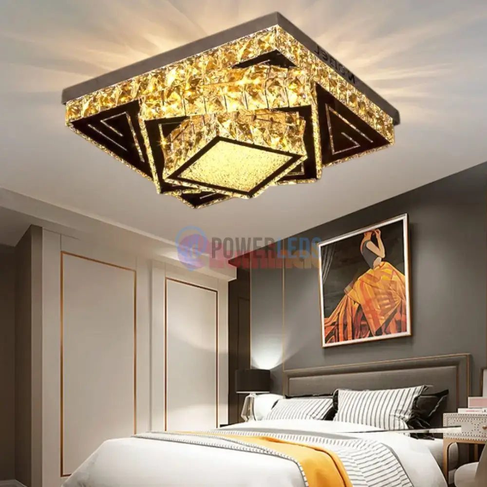 Lustra LED Aplicata Royal Prism Cristal Telecomanda powerleds.ro