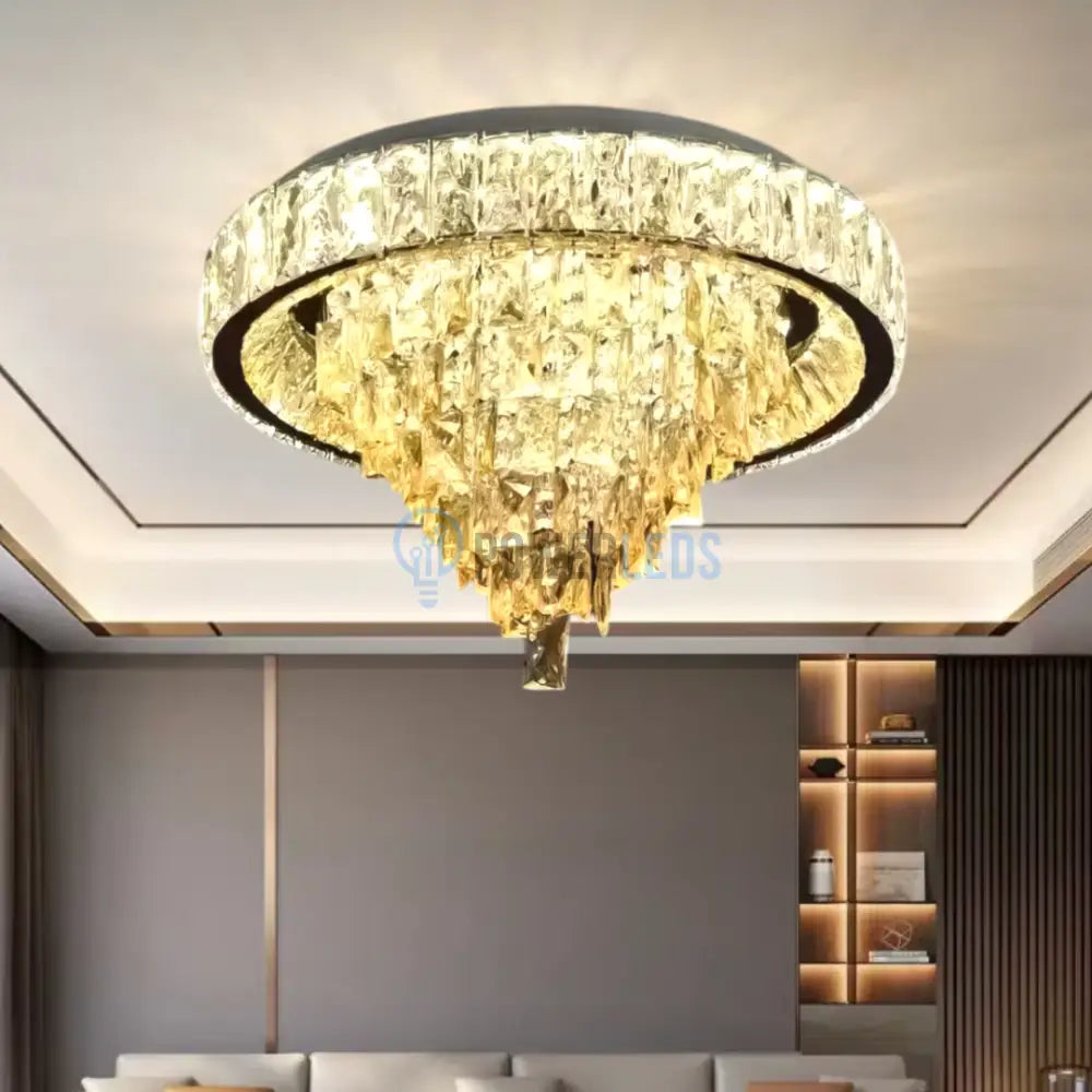 Lustra LED Aplicată Royal Round Cristal Telecomanda CHROME / 50CM / CRISTAL Chandeliers