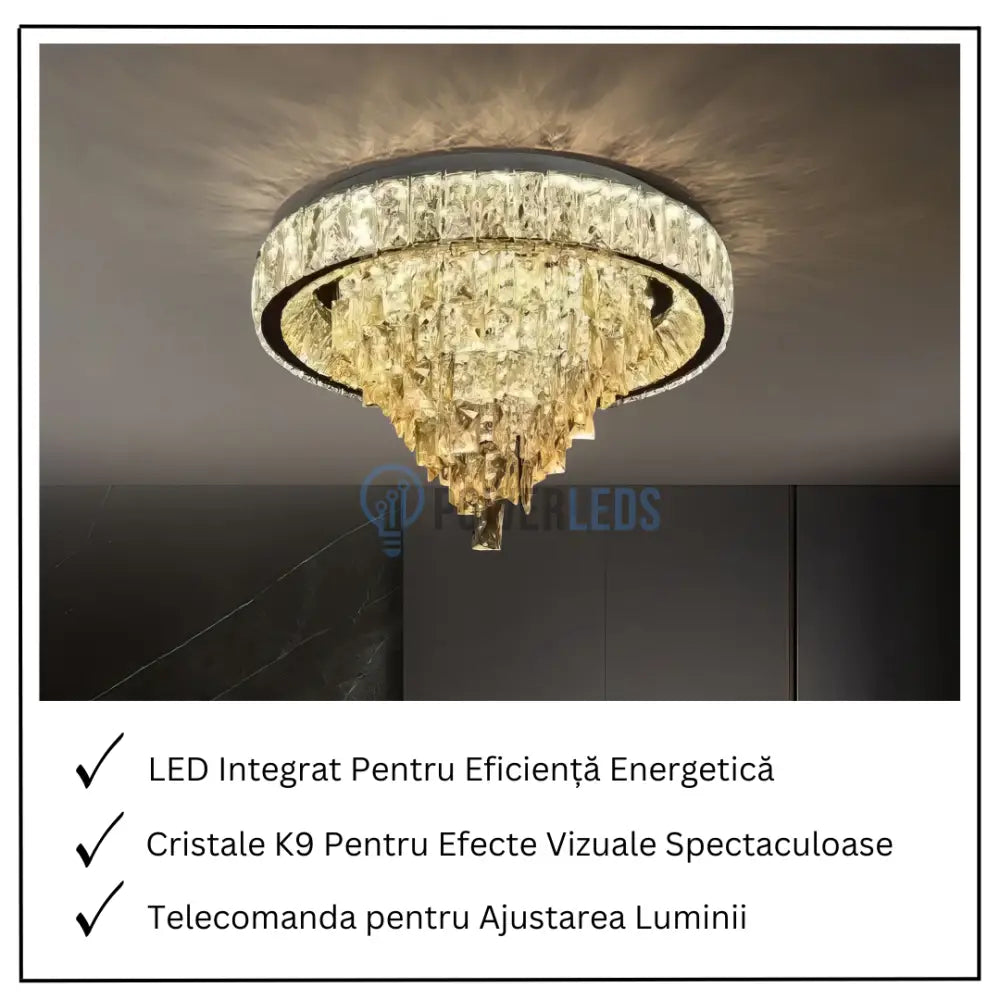 Lustra LED Aplicată Royal Round Cristal Telecomanda CHROME / 50CM / CRISTAL Chandeliers