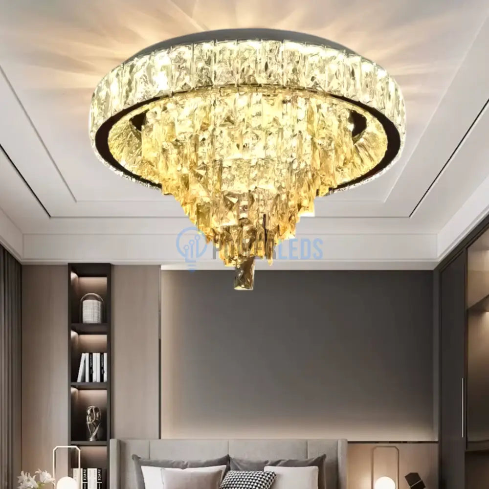 Lustra LED Aplicată Royal Round Cristal Telecomanda CHROME / 50CM / CRISTAL Chandeliers