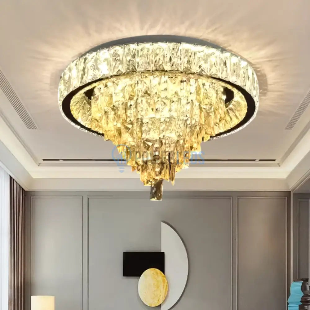 Lustra LED Aplicată Royal Round Cristal Telecomanda CHROME / 50CM / CRISTAL Chandeliers