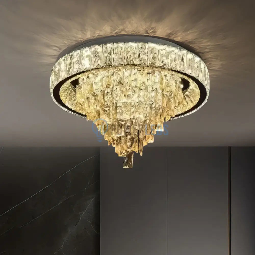 Lustra LED Aplicată Royal Round Cristal Telecomanda CHROME / 50CM / CRISTAL Chandeliers