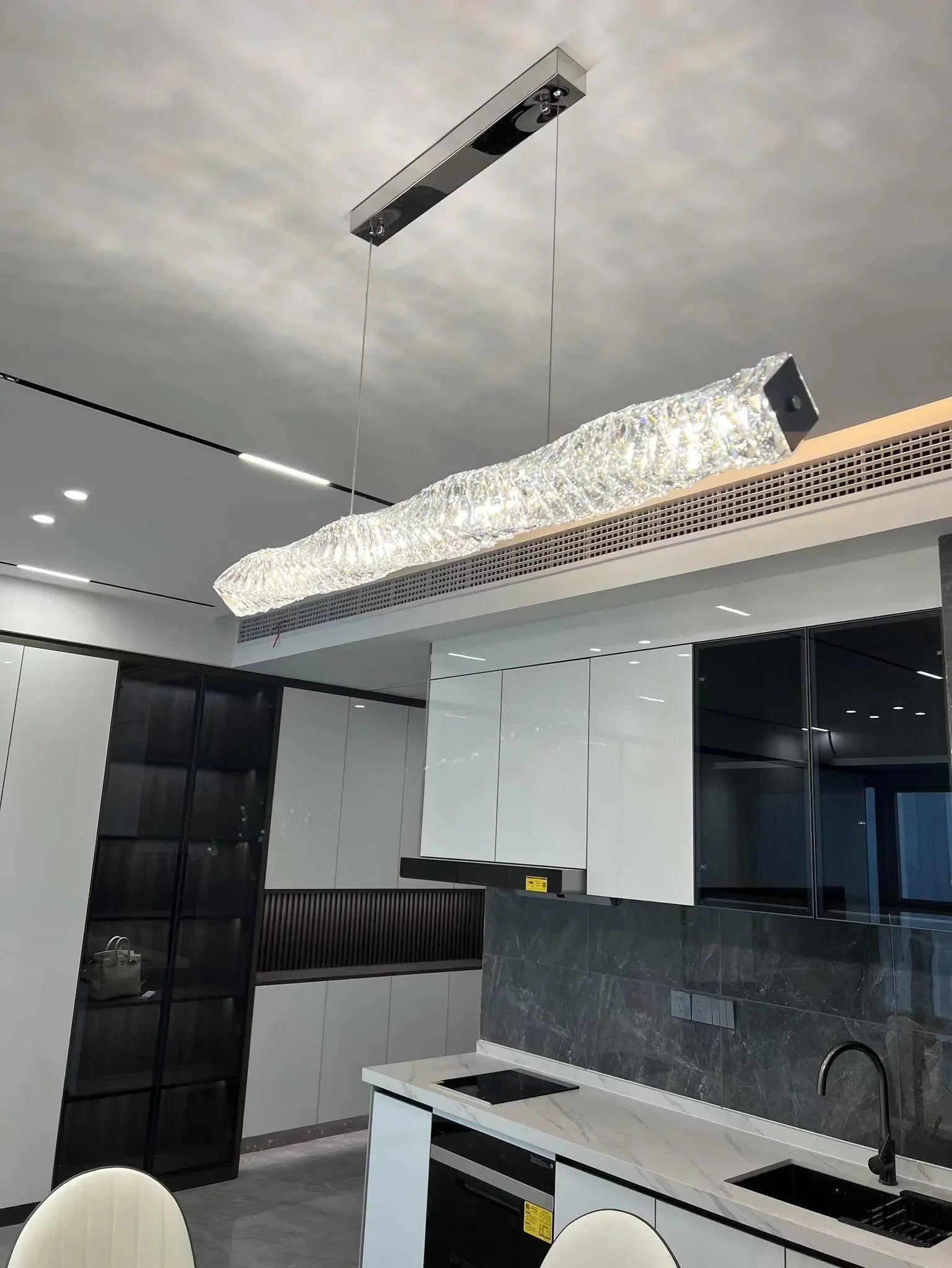 Lustra LED 38W Cristal WAVE Argintiu Telecomanda