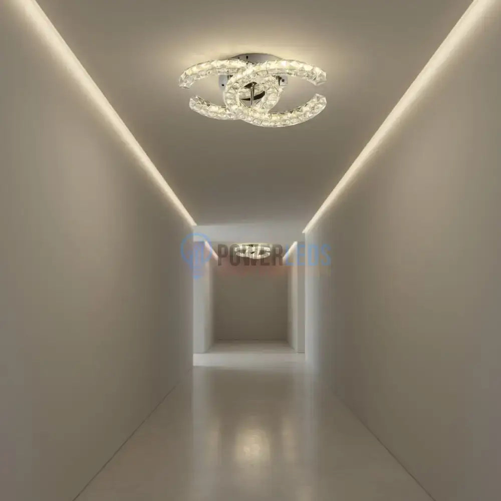 Lustra LED CRISTAL Double C Gold Echivalent 300W Telecomanda Lighting Fixtures