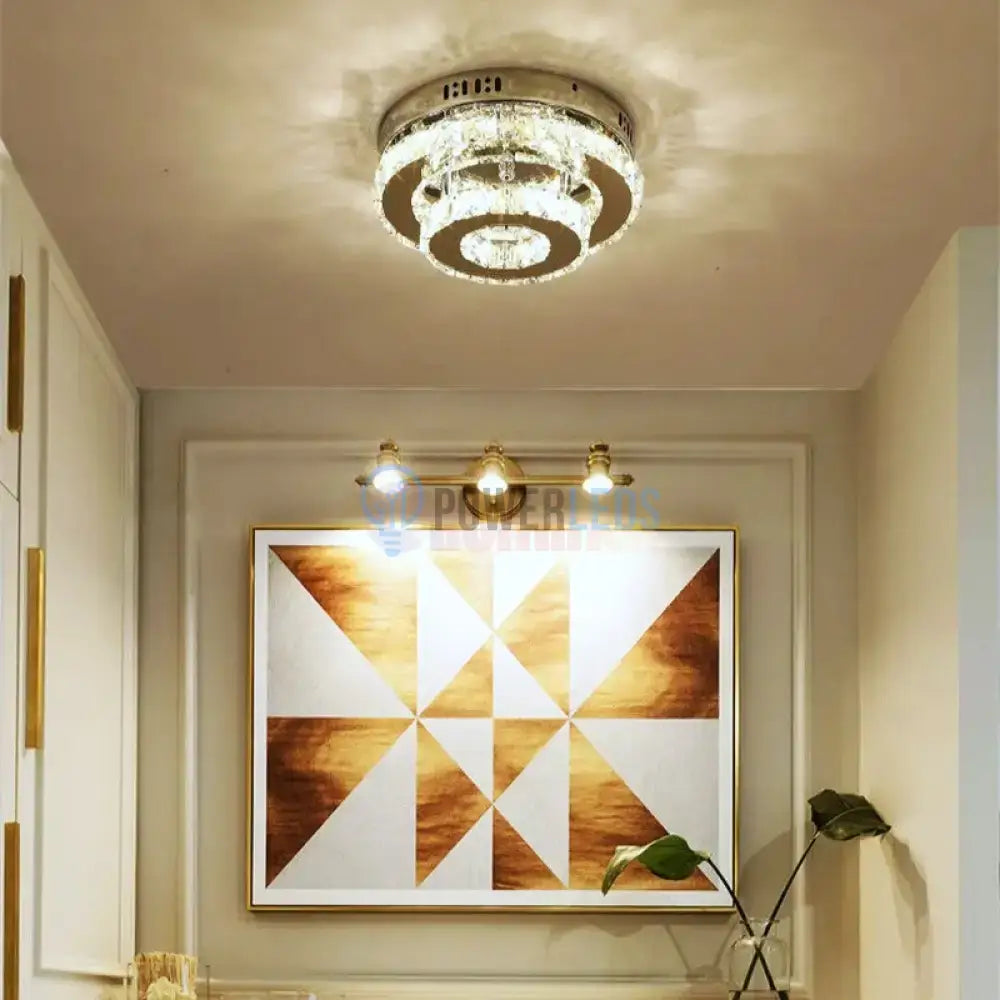 Lustra Led Cristal Double Circle Echivalent 200W Lighting Fixtures