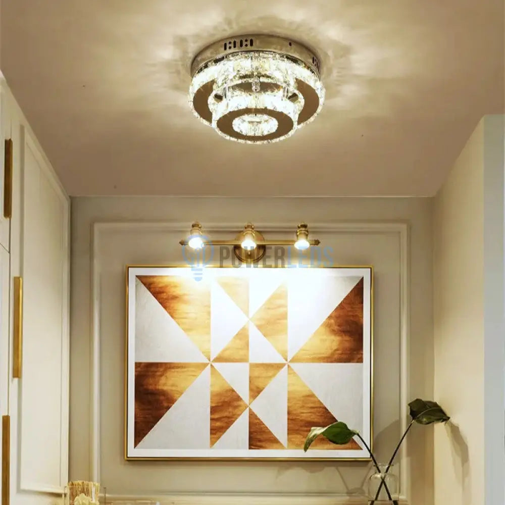 Lustra Led Cristal Double Circle Echivalent 200W Lighting Fixtures