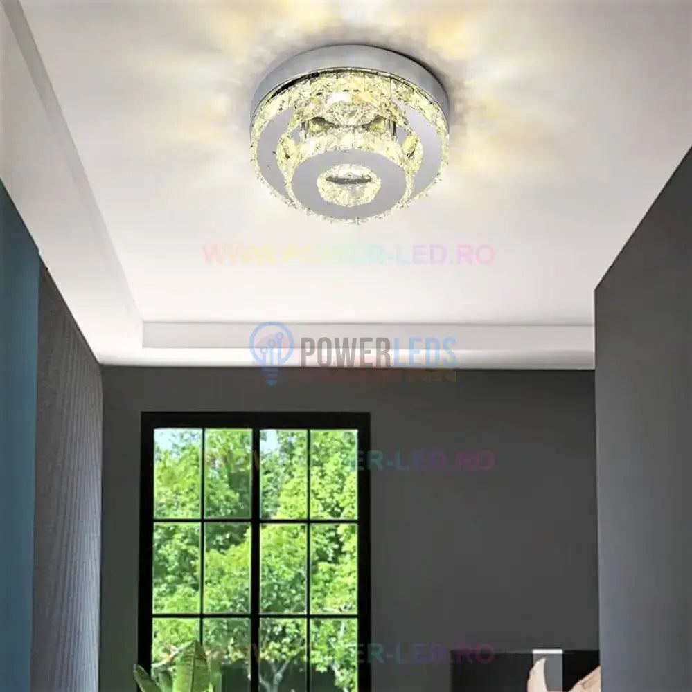 Lustra Led Cristal Double Circle Echivalent 200W Lighting Fixtures