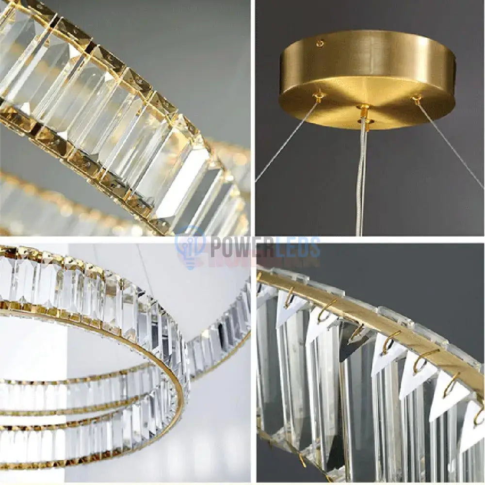 Lustra LED Cristal Gold 3 Segmente Mobile Echivalent 1000W Telecomanda Lighting Fixtures