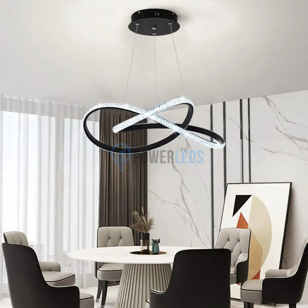 Lustra LED Cristal Infinity Black 2 Segmente Echivalent 400W Chandeliers