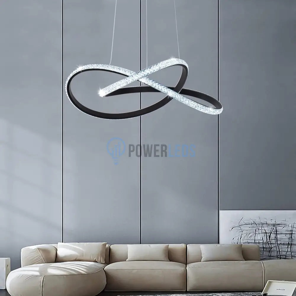 Lustra LED Cristal Infinity Black 2 Segmente Echivalent 400W Chandeliers