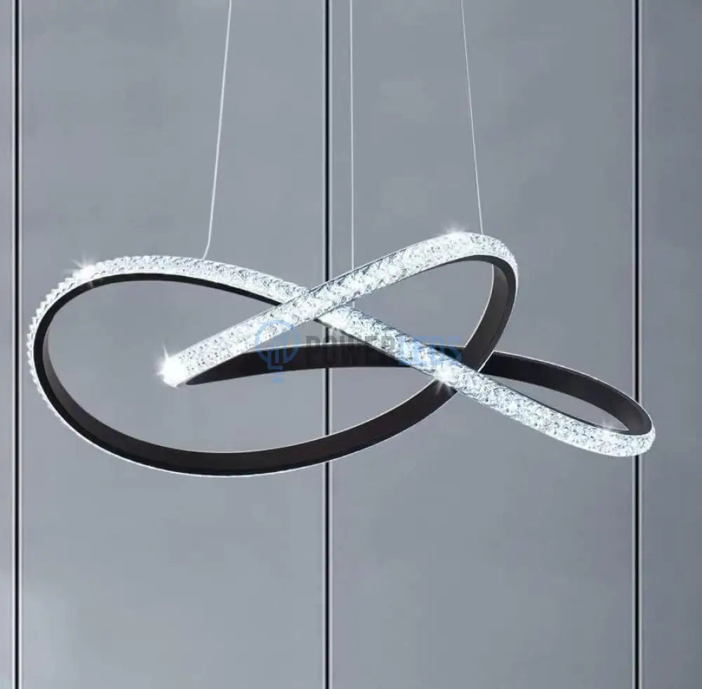 Lustra LED Cristal Infinity Black 2 Segmente Echivalent 400W Chandeliers