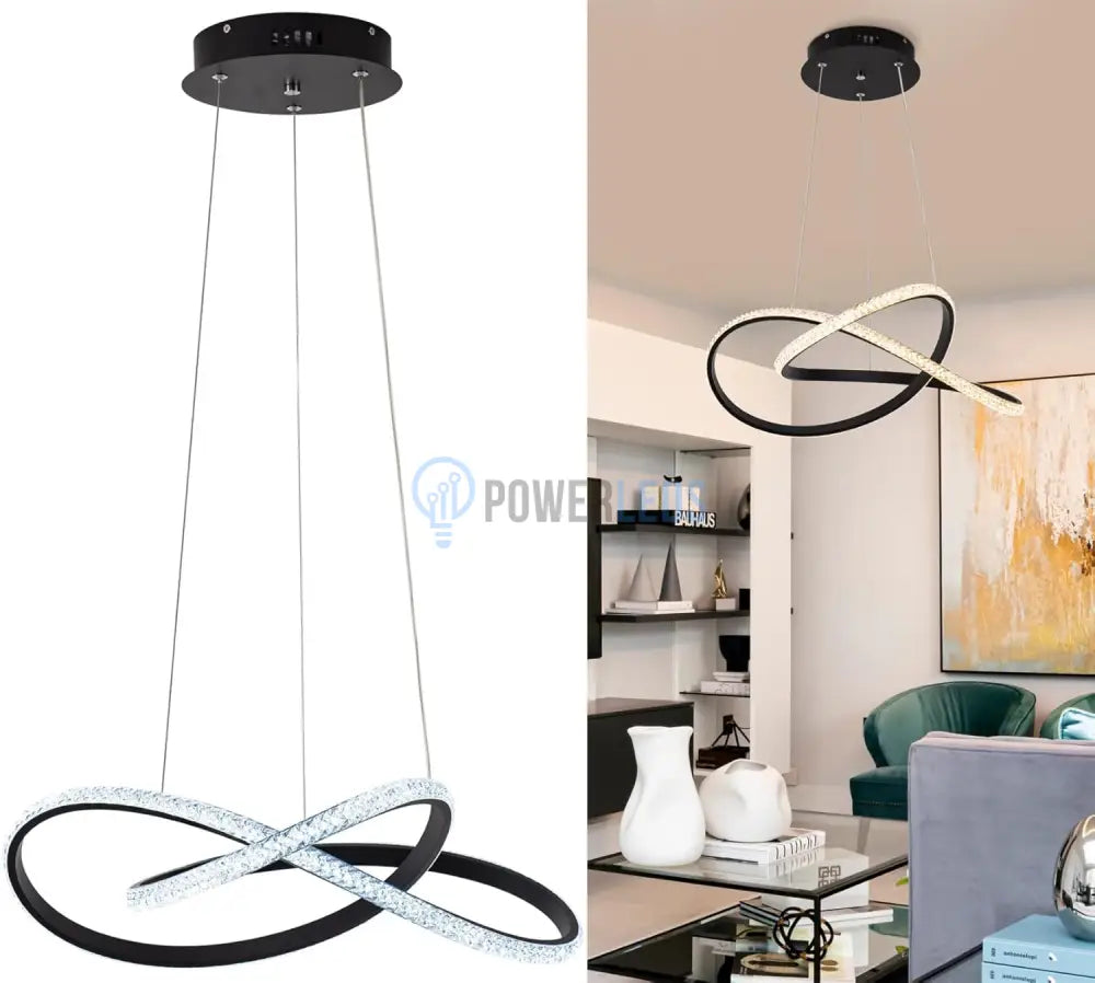 Lustra LED Cristal Infinity Black 2 Segmente Echivalent 400W Chandeliers