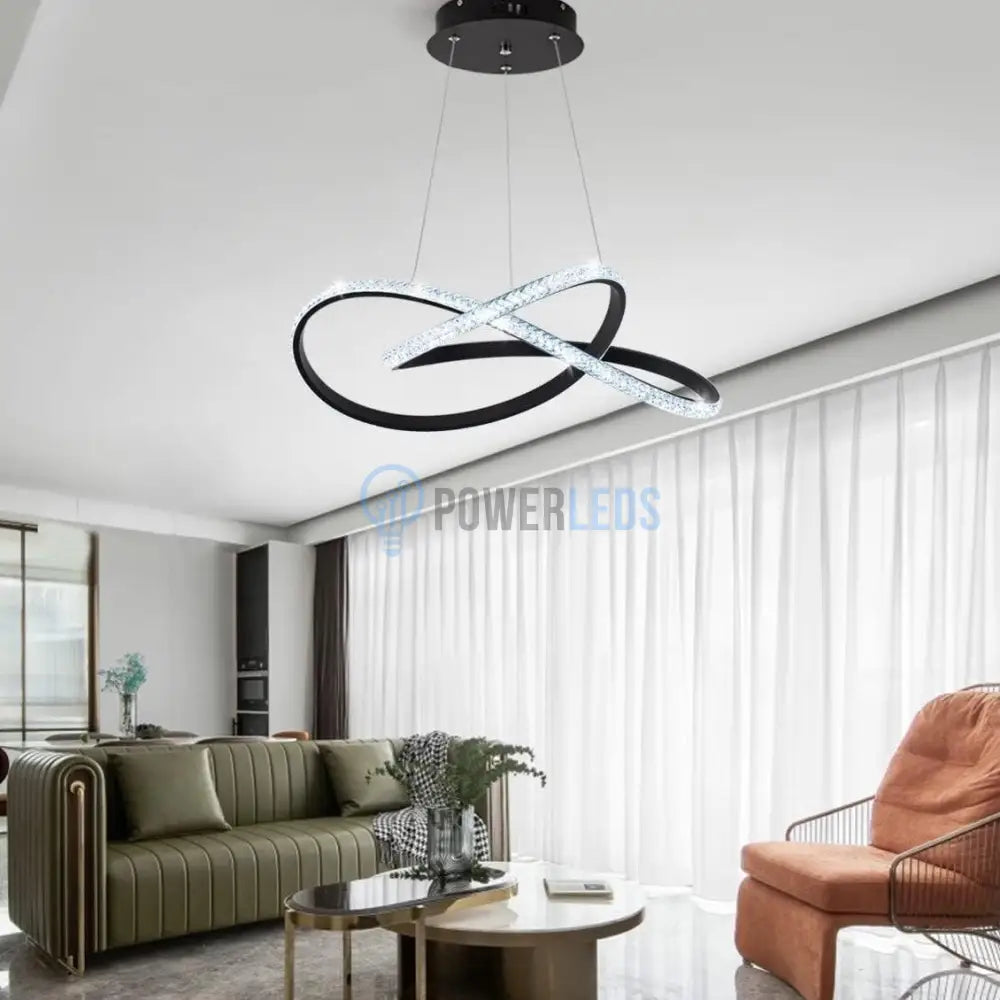 Lustra LED Cristal Infinity Black 2 Segmente Echivalent 400W Chandeliers