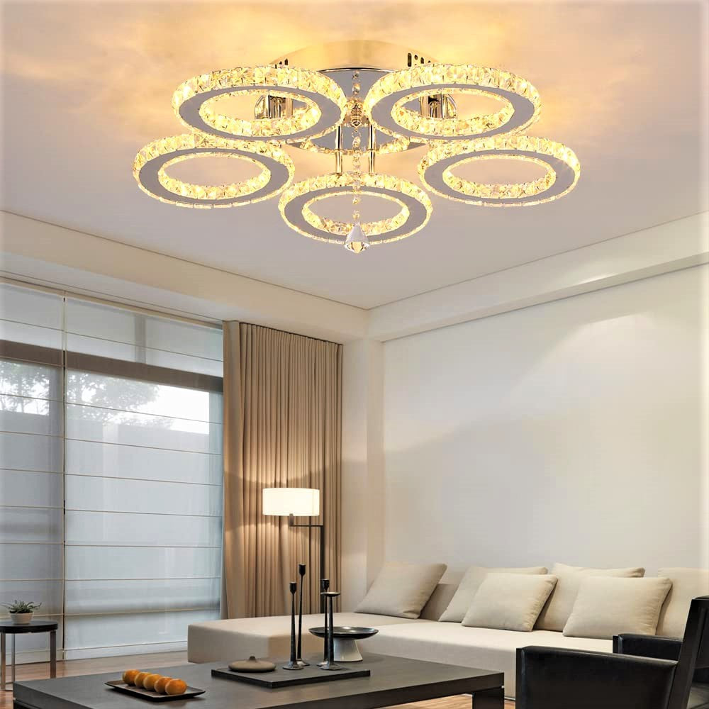 Lustra LED 5 CIRCLE Cristal Telecomanda Echivalent 400W