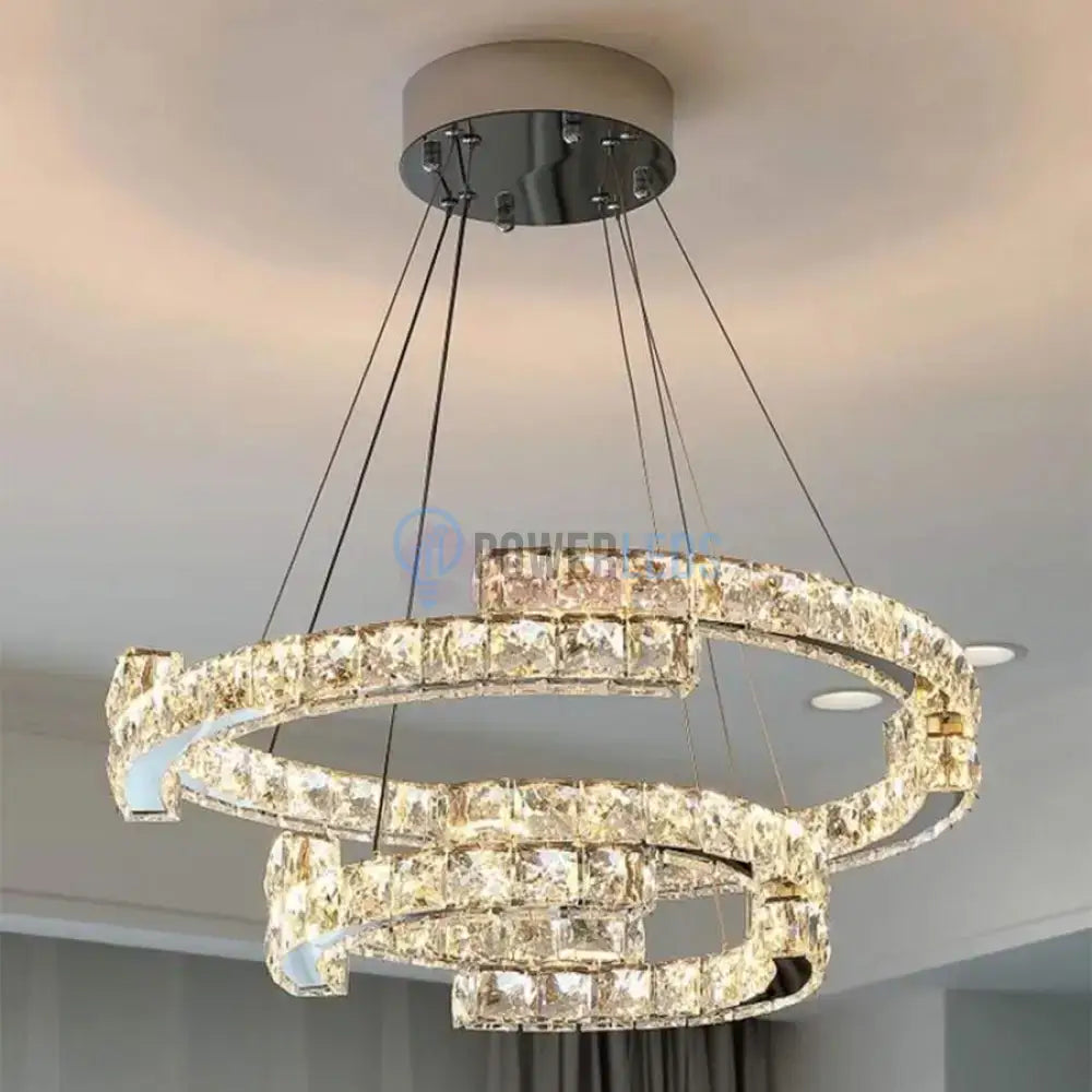 Lustra Led 118W Cristal Suspendata Glamorous 2 Segmente Ceiling Light Fixtures