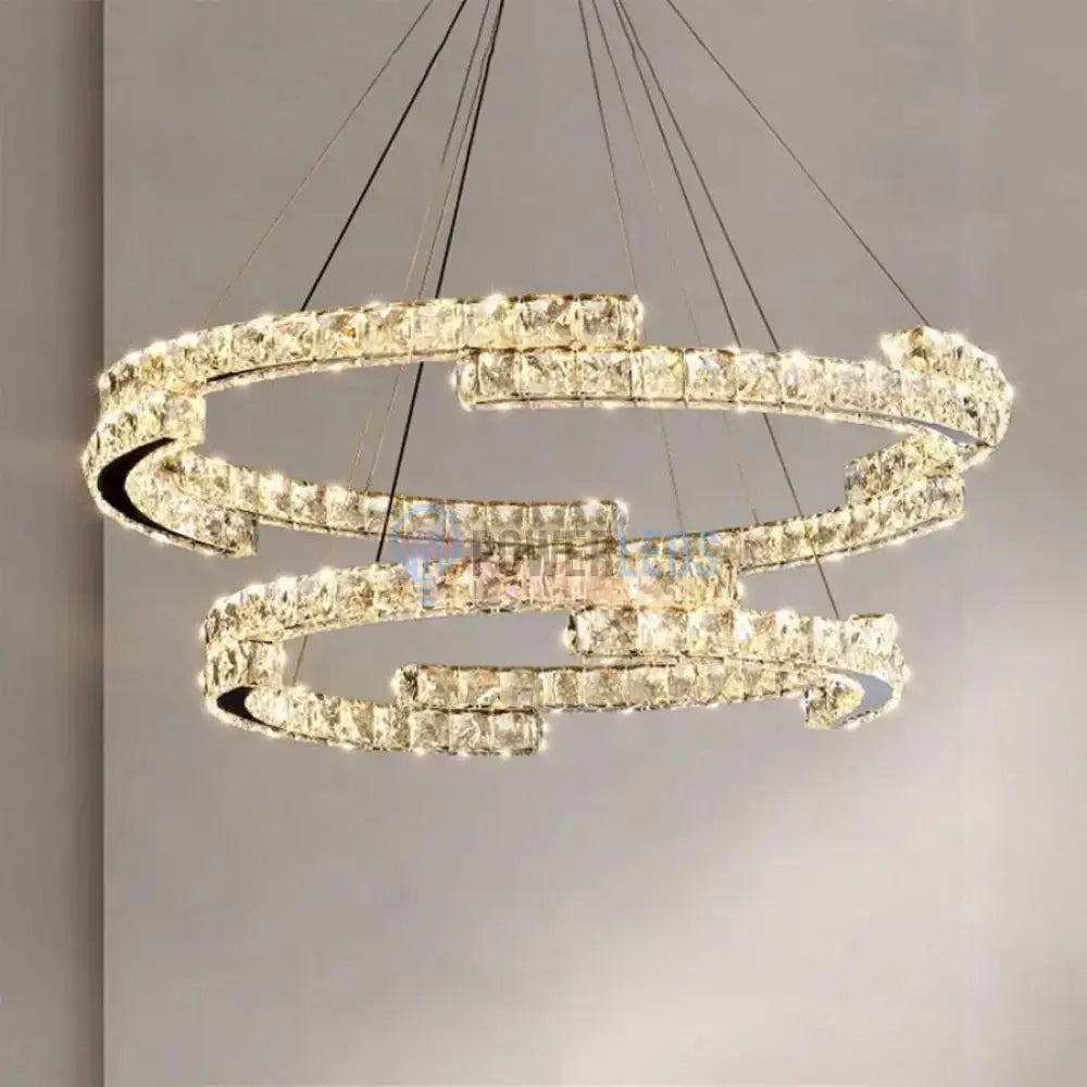 Lustra Led 118W Cristal Suspendata Glamorous 2 Segmente Ceiling Light Fixtures