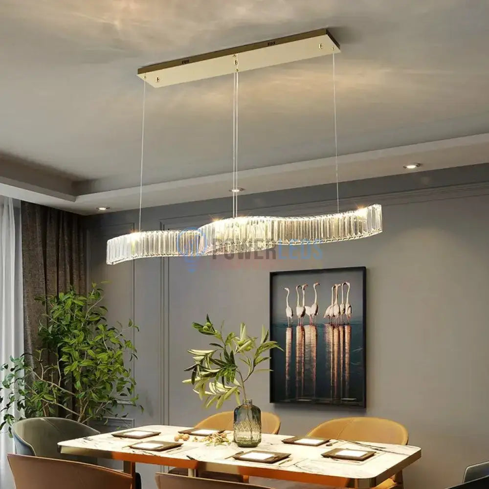 Lustra Led Cristal Suspendata Two Wave Echivalent 400W Ceiling Light Fixtures
