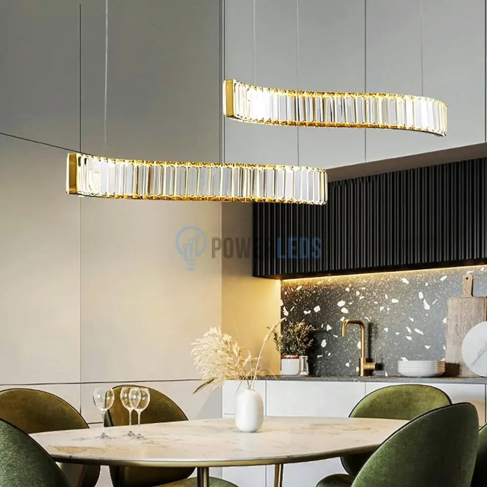 Lustra Led Cristal Suspendata Two Wave Echivalent 400W Chandeliers Crystal