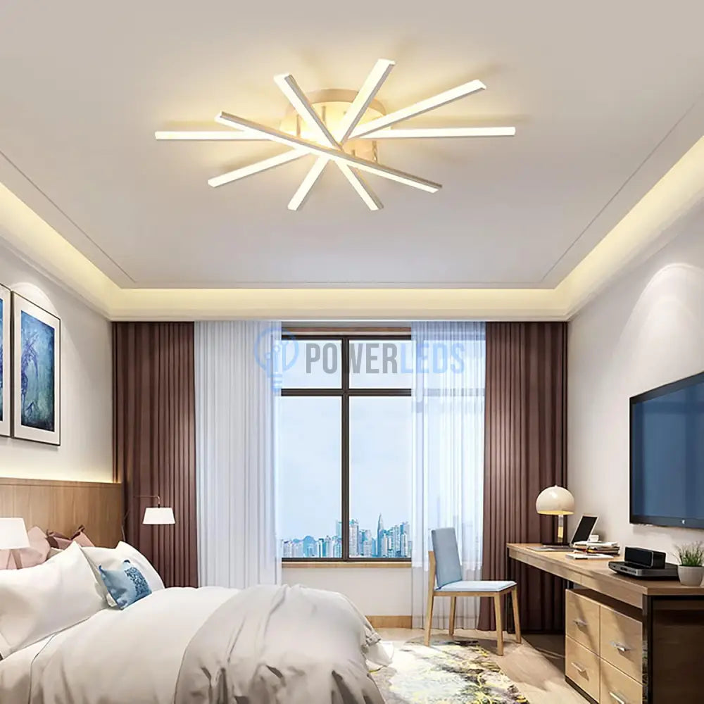 Lustra LED CROSS LINNES ALB Echivalent 800W Telecomanda powerleds.ro