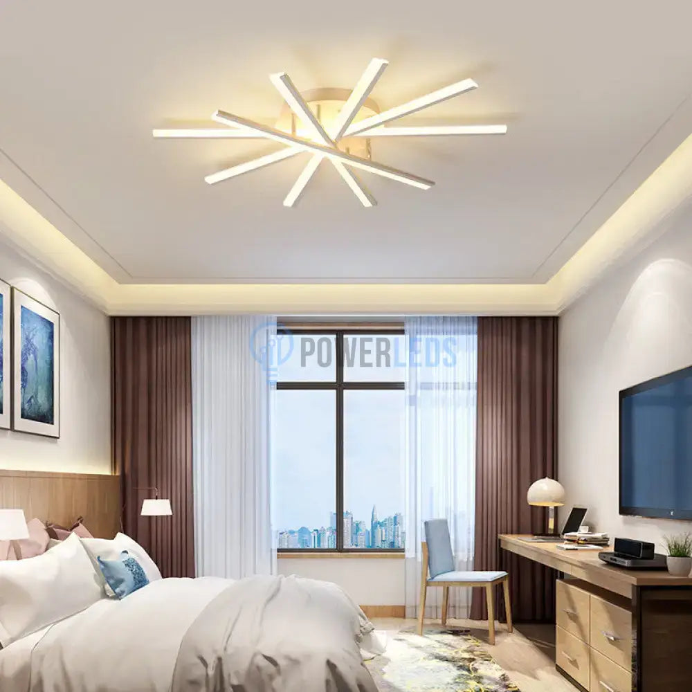 Lustra LED CROSS LINNES ALB Echivalent 800W Telecomanda powerleds.ro