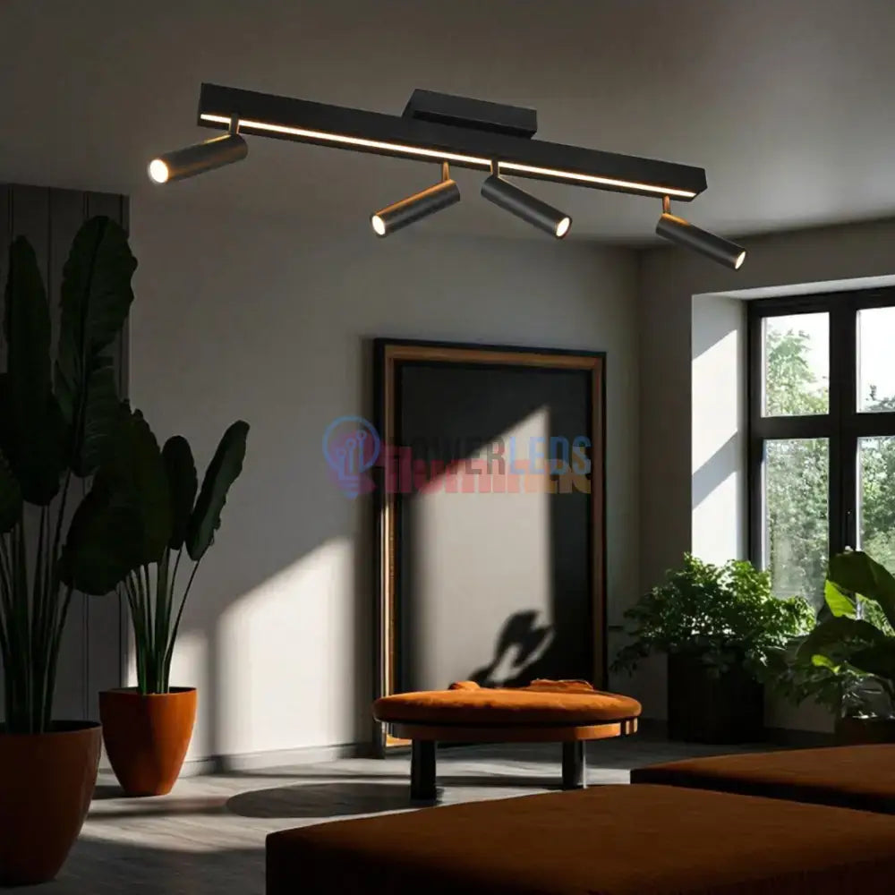 Lustra LED cu 4 Spoturi pe Sina ZENO Black powerleds.ro