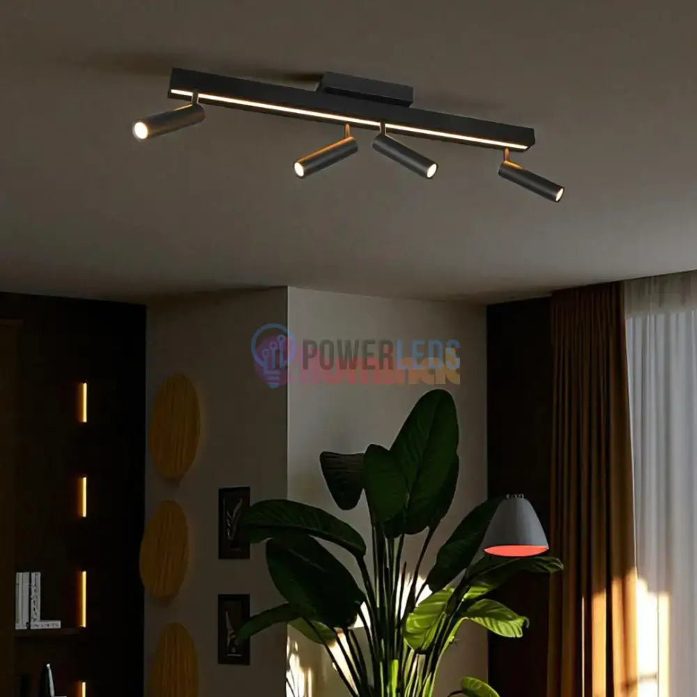 Lustra LED cu 4 Spoturi pe Sina ZENO Black powerleds.ro
