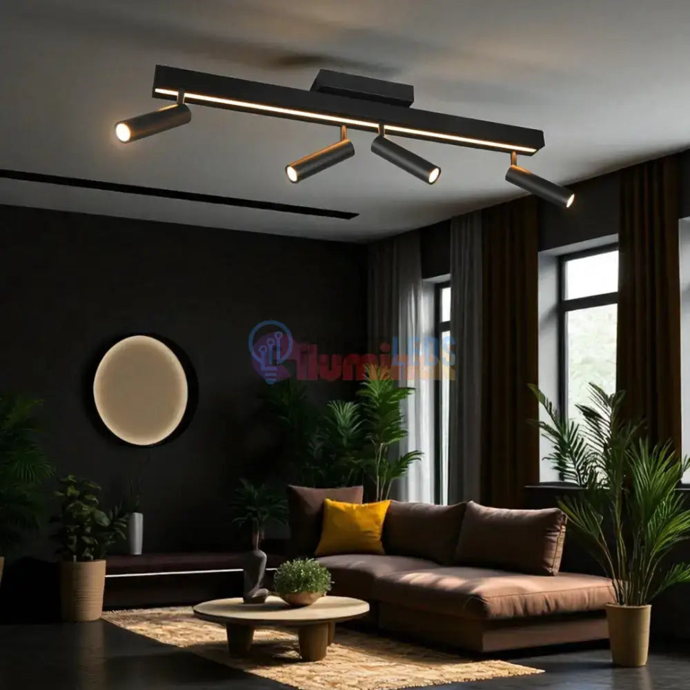 Lustra LED cu 4 Spoturi pe Sina ZENO Black powerleds.ro