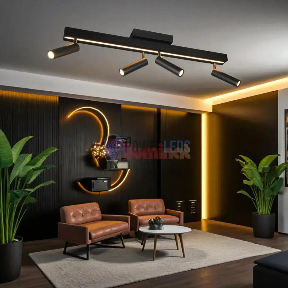 Lustra LED cu 4 Spoturi pe Sina ZENO Black powerleds.ro