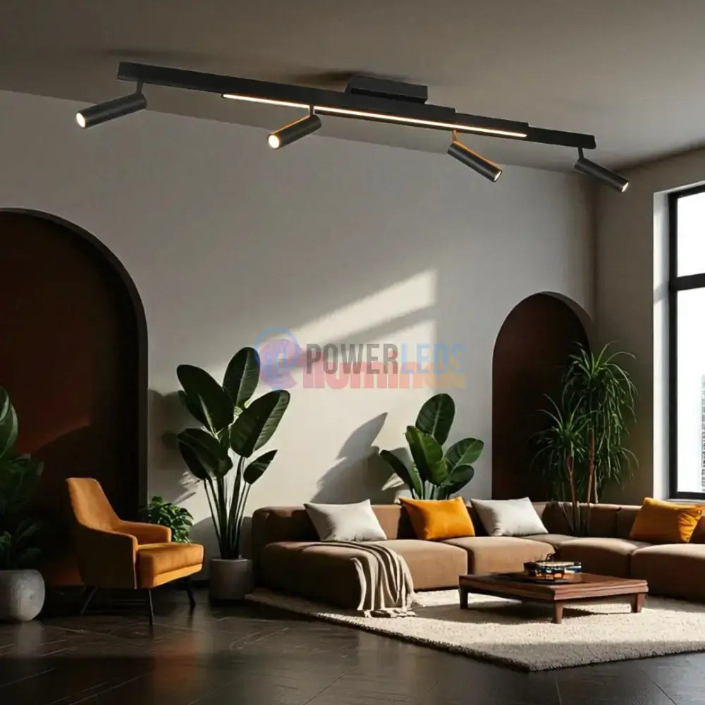 Lustra LED cu 4 Spoturi pe Sina ZENO Black powerleds.ro