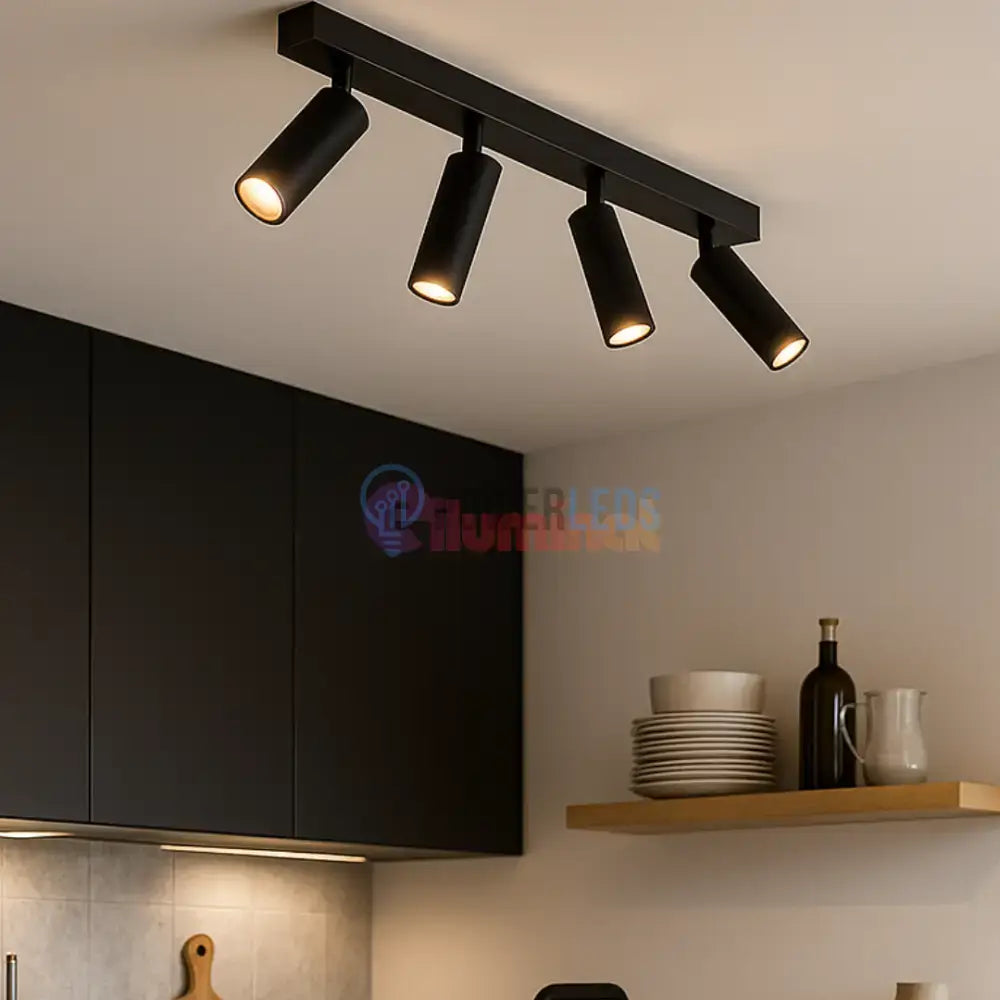 Lustra LED cu Spoturi Reglabile AMBALA Black powerleds.ro