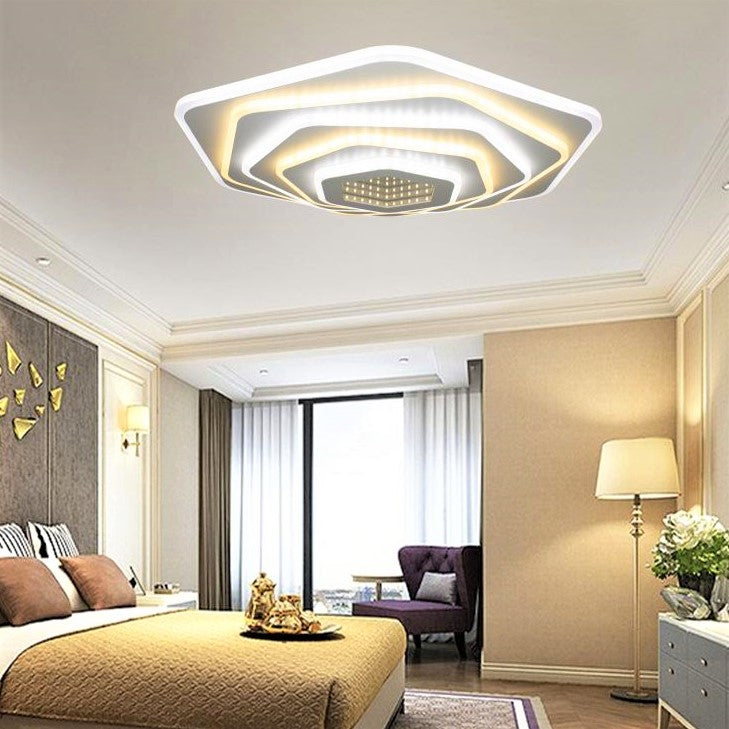 Lustra LED Pentagon MIRROR 3D Echivalent 800W Telecomanda