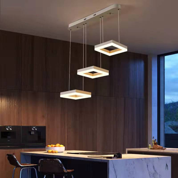 Lustra LED Suspendata Squares Alba Echivalent 400W Telecomanda