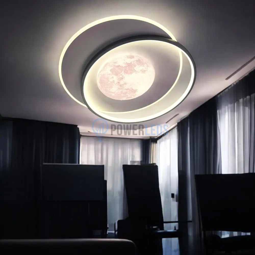 Lustra LED Double Circle Maxi-Moon Echivalent 650W Telecomanda powerleds.ro