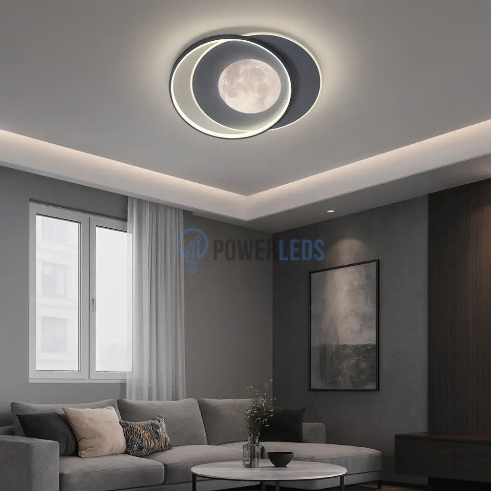 Lustra LED Double Circle Maxi-Moon Echivalent 650W Telecomanda powerleds.ro