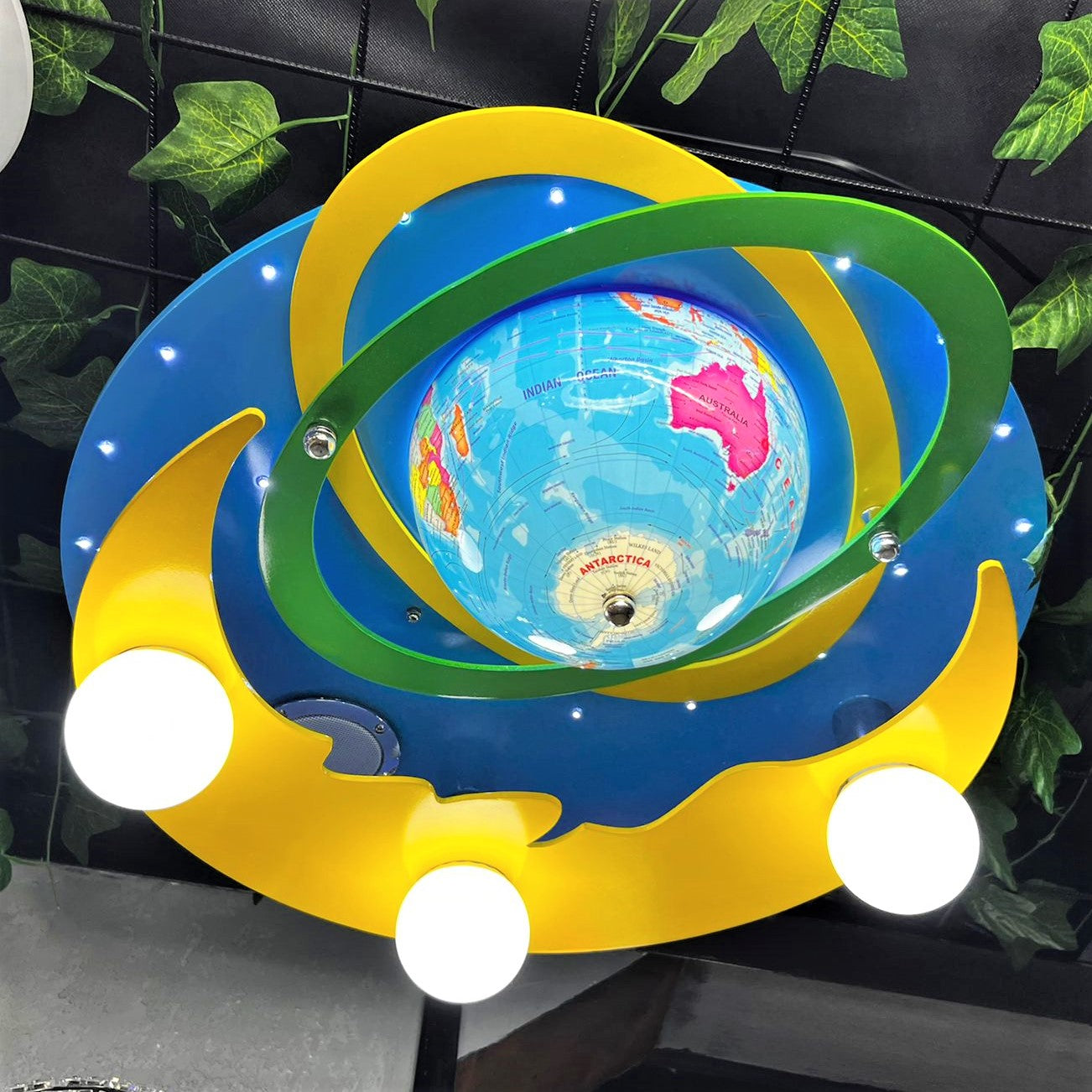 Lustra LED 50W EARTH Blue cu Boxa si Bluetooth