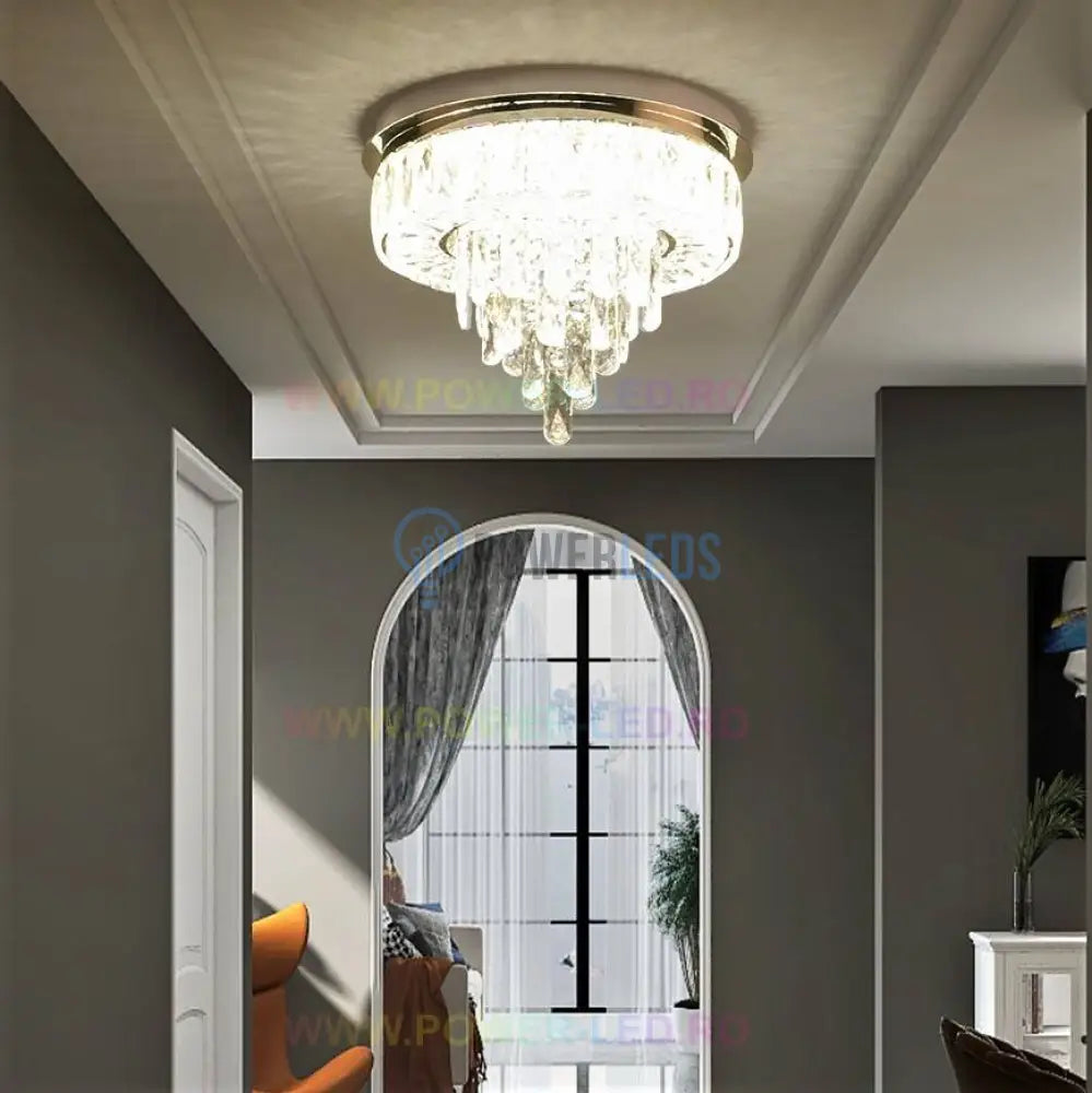 Lustra Led 64W Elegance Circle Cristal Echivalent 400W Telecomanda Chandeliers