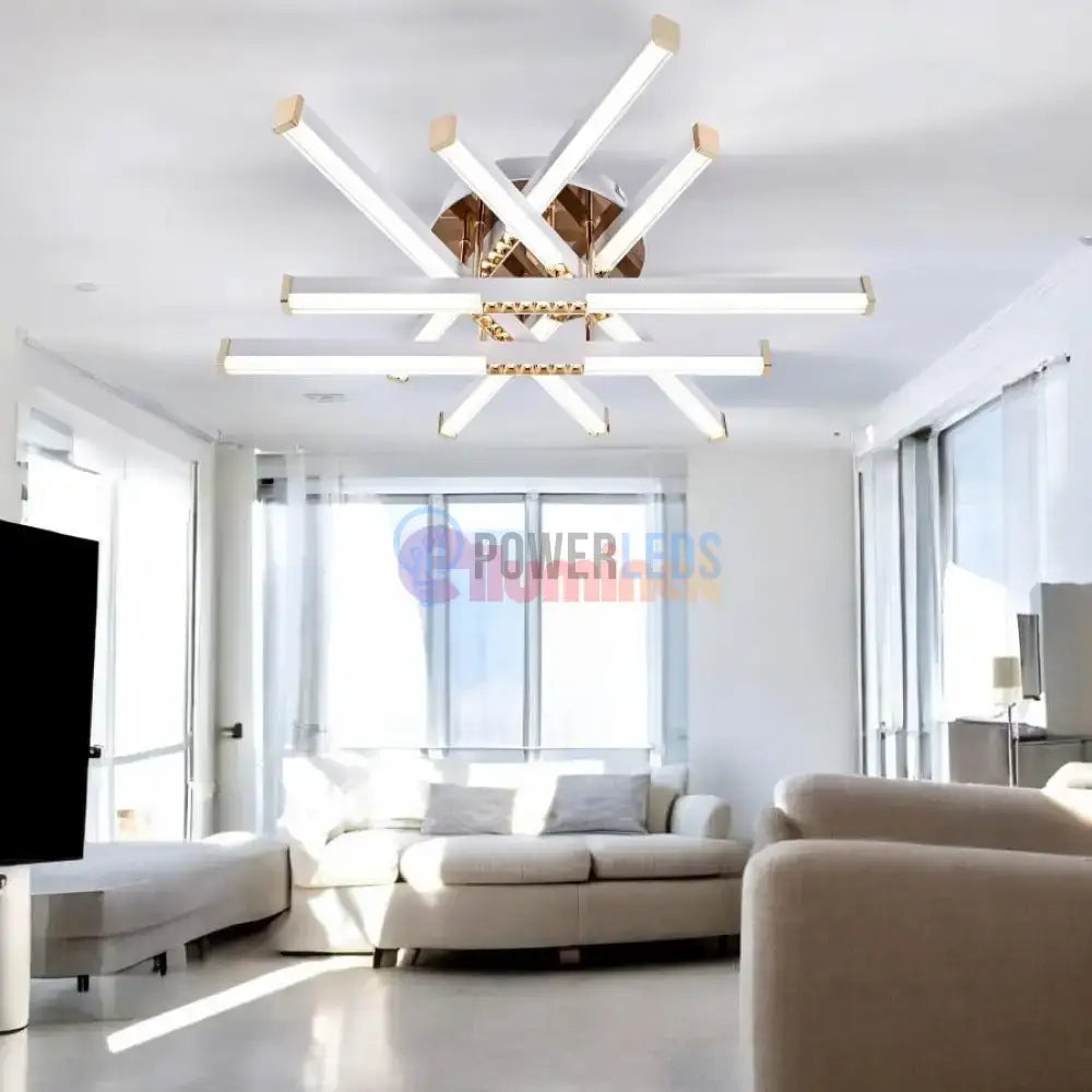Lustra LED FERGA LINES Gold Echivalent 700W Telecomanda AURIE / 60CM / MINIMALIST DESIGN Lighting Fixtures