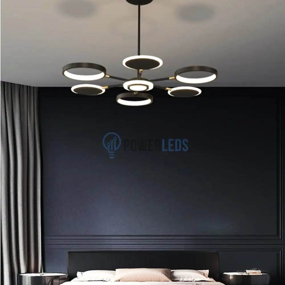 Lustra Led Gambit Black 3 + 3 + 1 Brate Reglabile Echivalent 500W Telecomanda Led Ceiling Light