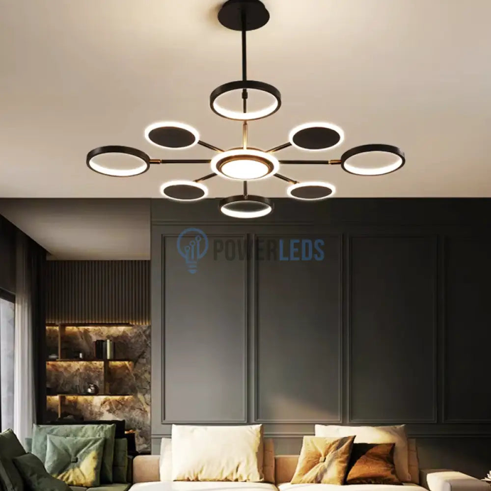 Lustra Led Gambit Black 4 + 4 + 1 Brate Reglabile Echivalent 600W Telecomanda Led Ceiling Light