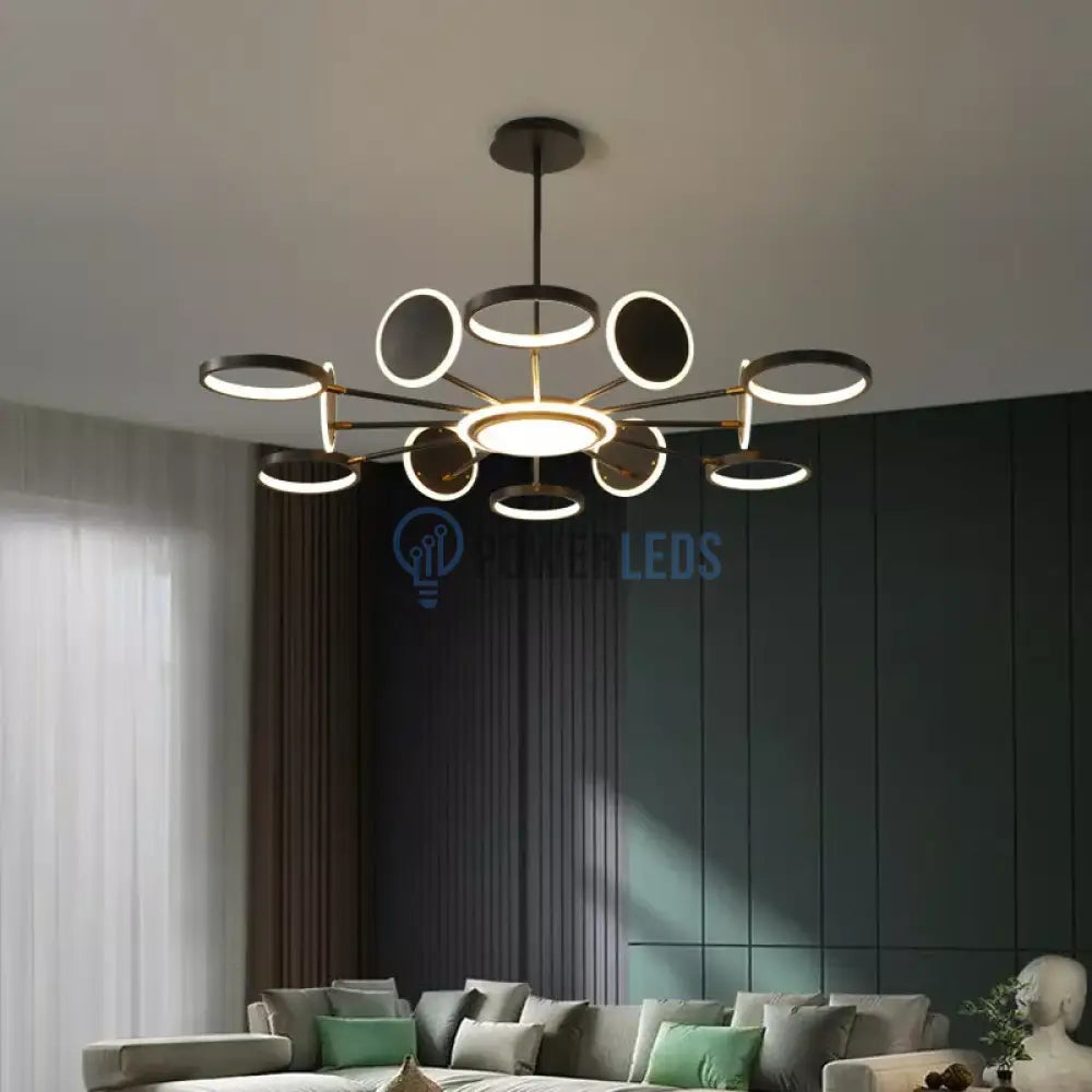 Lustra Led Gambit Black 6 + 6 + 1 Brate Reglabile Echivalent 800W Telecomanda Led Ceiling Light