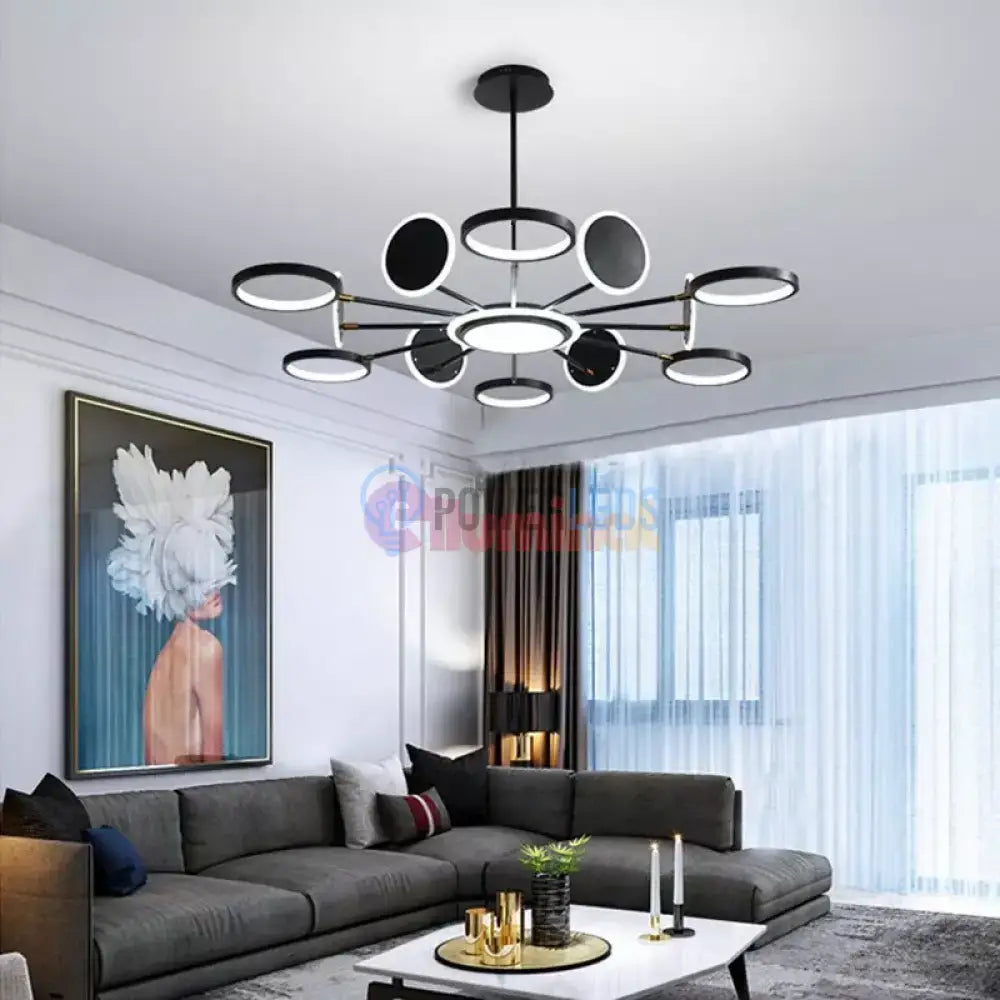 Lustra LED Gambit Black 6+6+1 Brate reglabile Echivalent 800W Telecomanda powerleds.ro