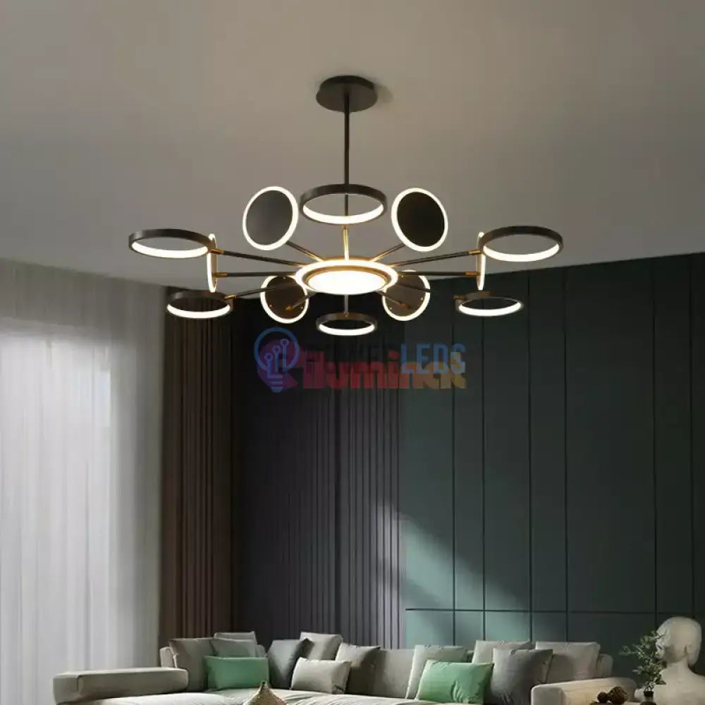 Lustra LED Gambit Black 6+6+1 Brate reglabile Echivalent 800W Telecomanda powerleds.ro