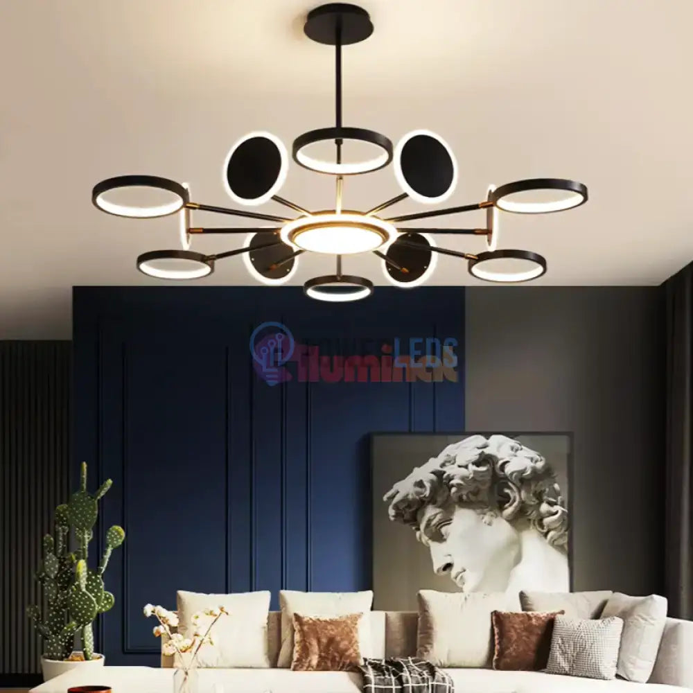 Lustra LED Gambit Black 6+6+1 Brate reglabile Echivalent 800W Telecomanda powerleds.ro