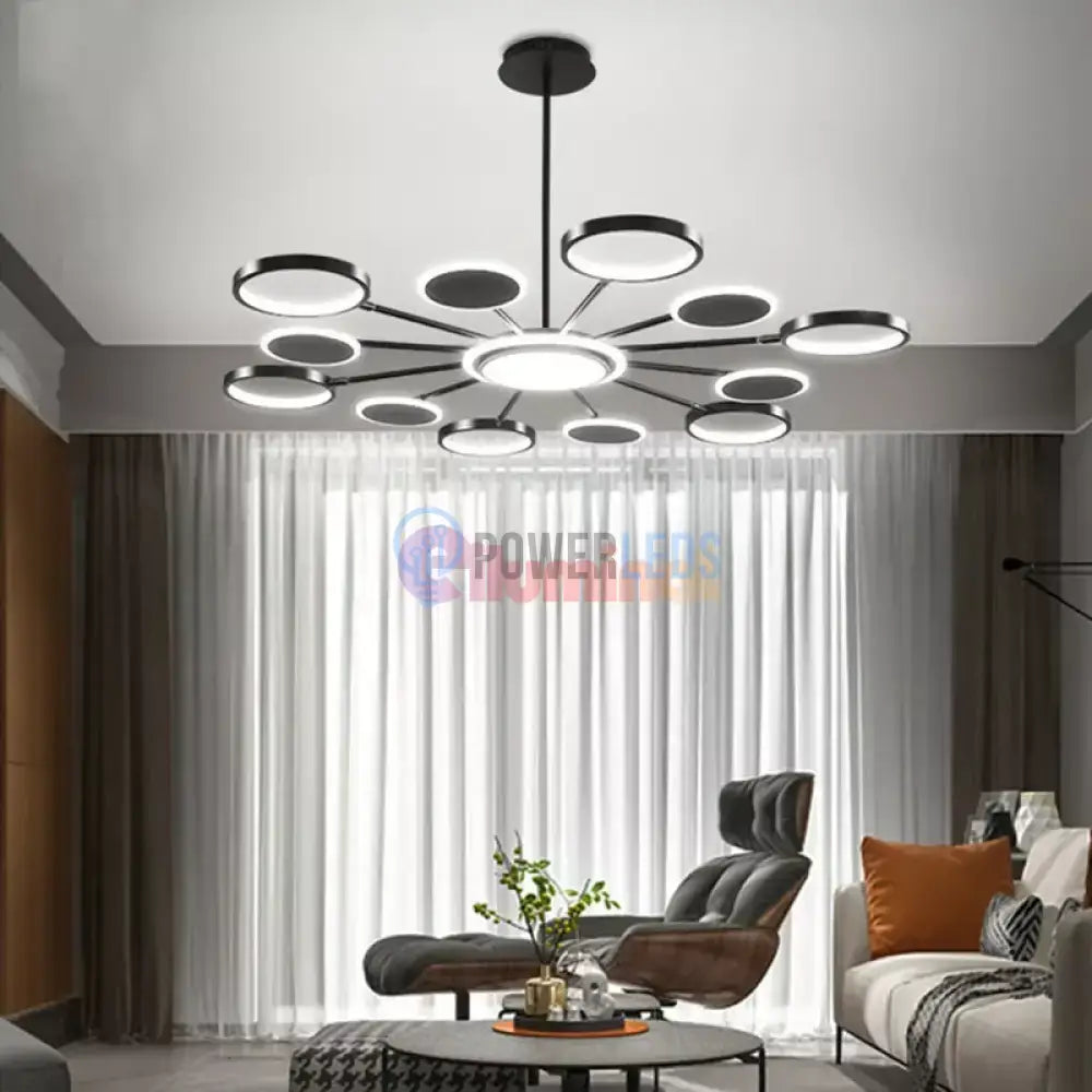 Lustra LED Gambit Black 6+6+1 Brate reglabile Echivalent 800W Telecomanda powerleds.ro