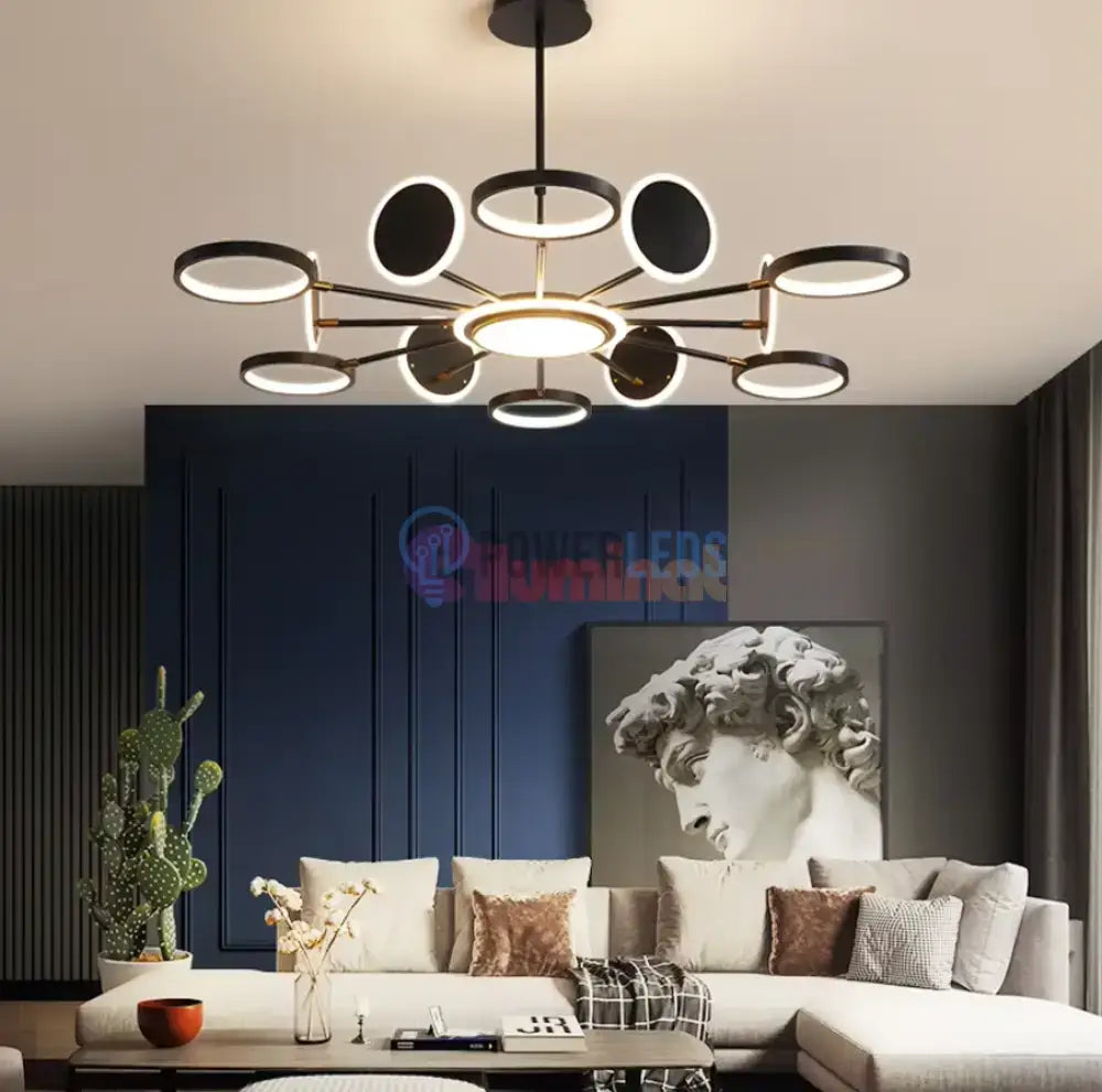 Lustra LED Gambit Black 6+6+1 Brate reglabile Echivalent 800W Telecomanda powerleds.ro