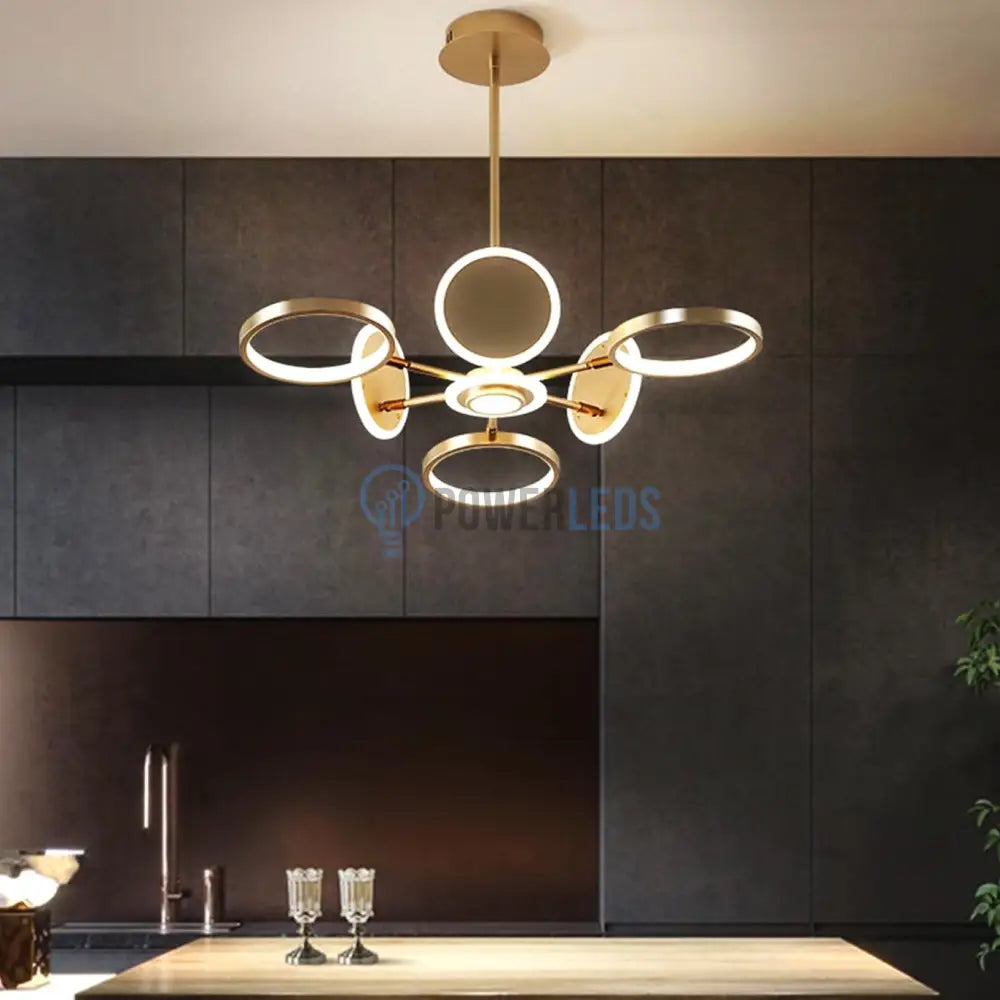 Lustra Led Gambit Gold 3 + 3 + 1 Brate Reglabile Echivalent 500W Telecomanda Led Ceiling Light