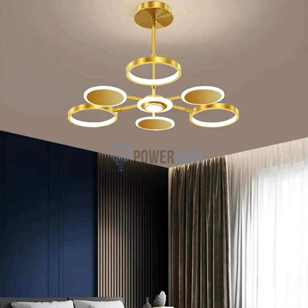Lustra Led Gambit Gold 3 + 3 + 1 Brate Reglabile Echivalent 500W Telecomanda Led Ceiling Light