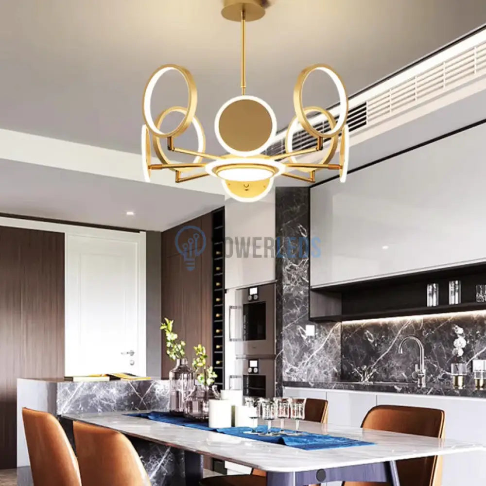 Lustra Led Gambit Gold 4 + 4 + 1 Brate Reglabile Echivalent 600W Telecomanda Led Ceiling Light