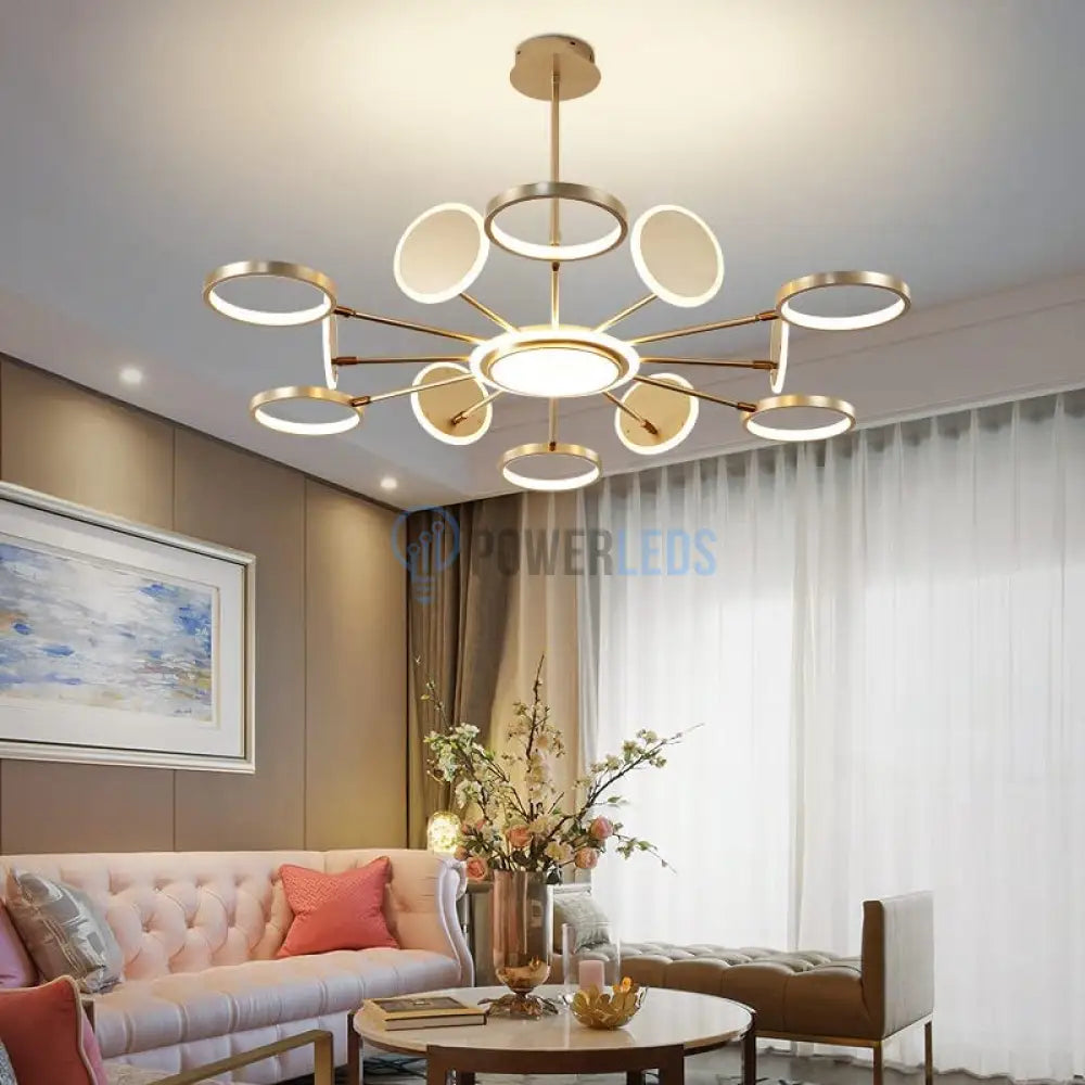 Lustra Led Gambit Gold 6 + 6 + 1 Brate Reglabile Echivalent 800W Telecomanda Led Ceiling Light