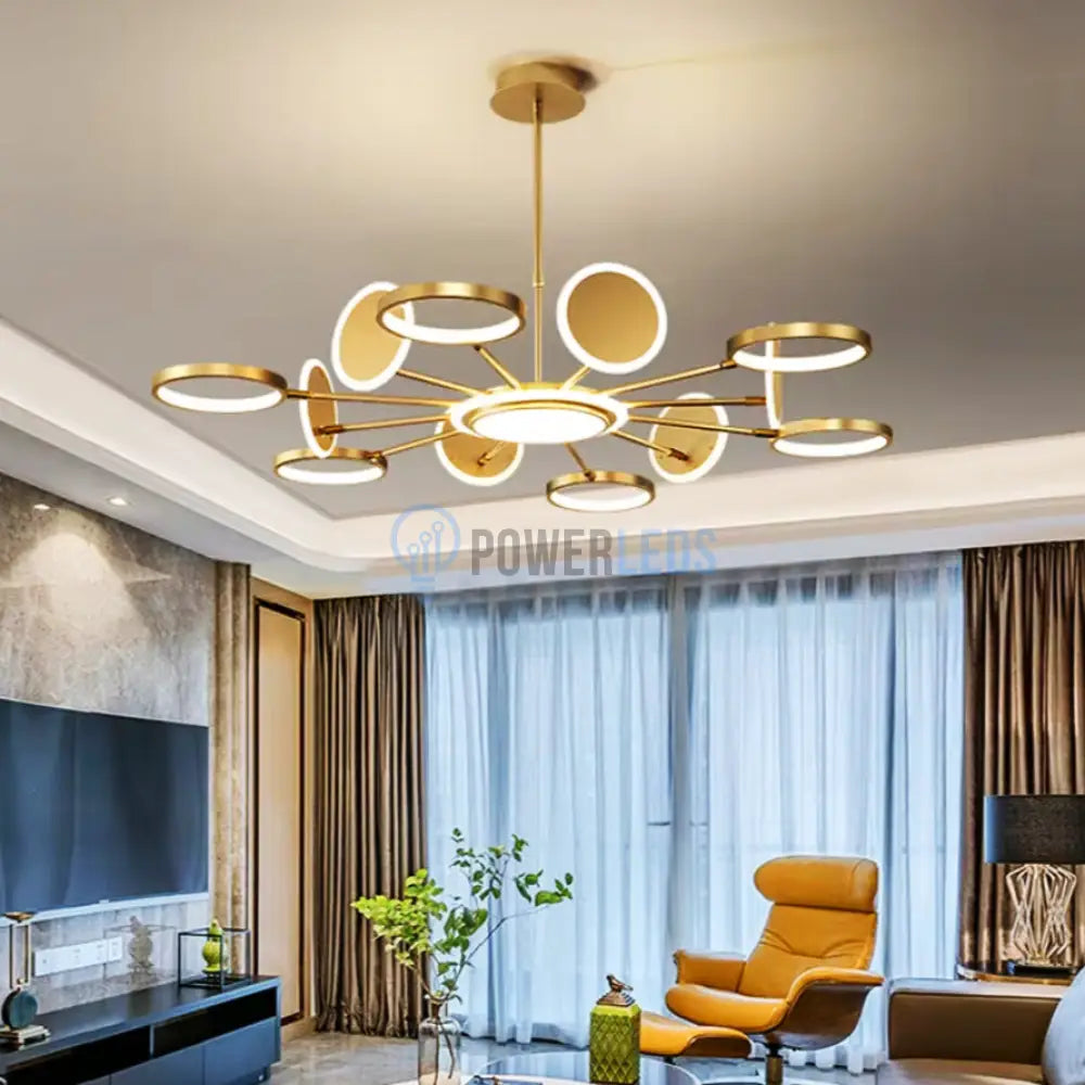 Lustra Led Gambit Gold 6 + 6 + 1 Brate Reglabile Echivalent 800W Telecomanda Led Ceiling Light